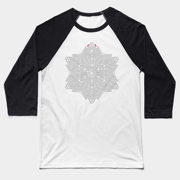 Snowflake maze Baseball T-Shirt by CheezeDealer